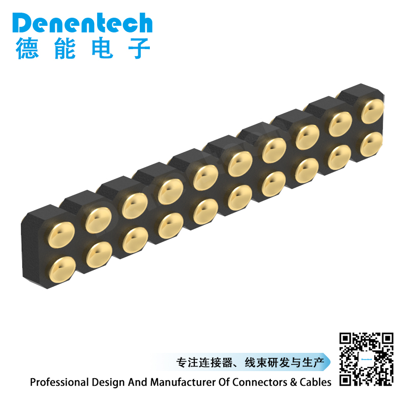 Denentech 2.54MM pogo pin H1.27MM dual row female straight SMT concave Pogo Pin Test Probe pogo pin connector